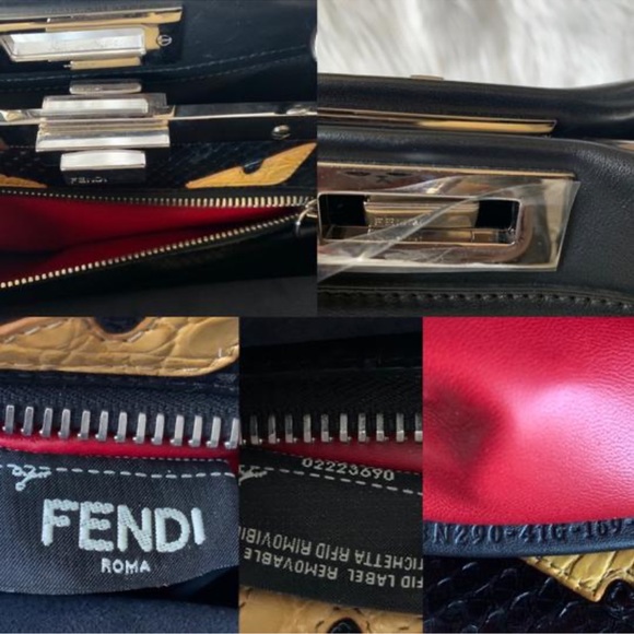 Fendi Monster Eyes Peekaboo Bag, Black/Yellow - Picture 8 of 10